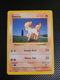Ponyta 60/102 - Common Shadowless Pokemon Card - Base Set WOTC Vintage MP - Image 1