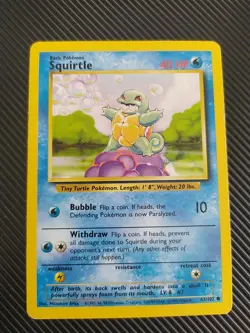 Squirtle - 63/102 - Pokemon Base Set Unlimited Card WOTC Vintage LP - Image 1