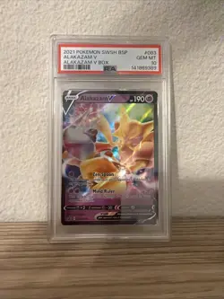 POKEMON 2021 SWSH BSP Promo V Box ALAKAZAM V #083 PSA 10 Gem Mint RARE - Image 1