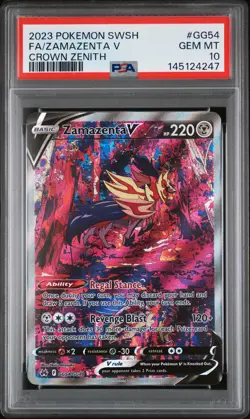 2023 POKEMON SWORD & SHIELD CROWN ZENITH #GG54 FULL ART/ZAMAZENTA V PSA 10 - Image 1
