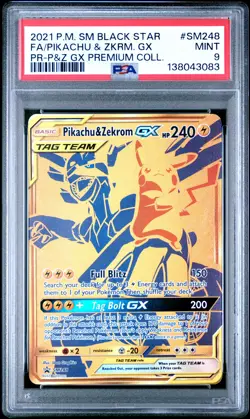 2021 POKEMON SM BLACK STAR PROMO #SM248 FULL ART/PIKACHU & ZEKROM GX PSA 9 - Image 1