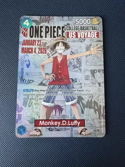 Monkey D. Luffy P-055 College Basketball US VOYAGE Holo Card One Piece TCG - Image 1