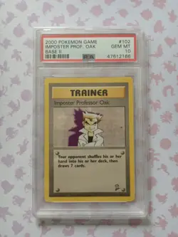 PSA 10 IMPOSTER PROFESSOR OAK 102/130 Rare Base Set 2 - Pokemon Card - Image 1