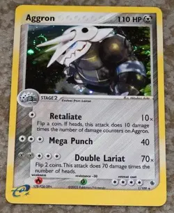 POKEMON AGGRON HOLOGRAPHIC CARD 1/109 EX RUBY & SAPPHIRE SET 2003 - Image 1