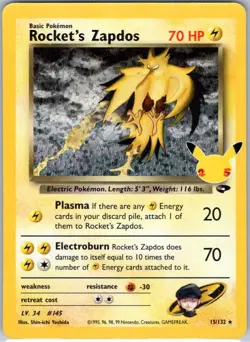 Rocket's Zapdos 15/132 – Holo Rare – 2021 Pokemon Celebrations NM - Image 1