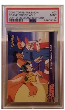 PSA 9 2001 Topps Pokemon Brave Prince Ash Johto League Champions - Image 1