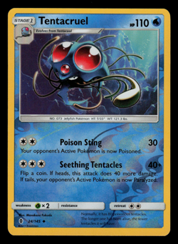 NM/EXC - Pokemon Tentacruel 24/145 Guardians Rising Reverse Holo Uncommon - Image 1