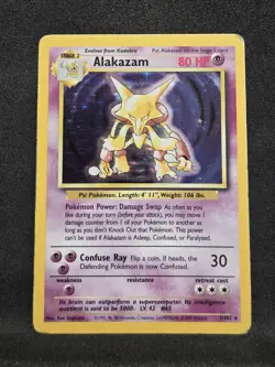 Vintage Pokemon TCG - Base Set - Unlimited Alakazam 001/102 Holo: HP - Image 1