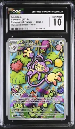 Ambipom *CGC 10* Illustration Rare *Phantasmal Flames* #107 * Pokemon - Image 1