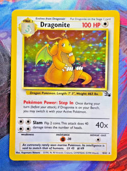 1999 Pokemon Dragonite 4/62 Fossil Holo Rare Unlimited LP WOTC Vintage Clean - Image 1
