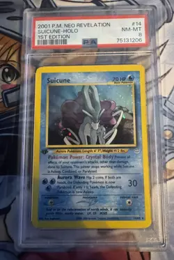 Suicune 14/64 Neo Revelation Holo Rare 1st edition Pokemon PSA 8 - Image 1
