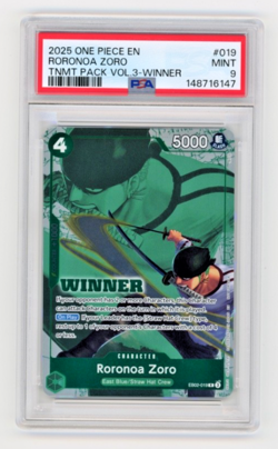 Roronoa Zoro Tournament Pack Winner Vol. 3 One Piece Promo PSA 9 Mint - Image 1