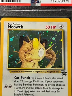 PSA Mint 9-Meowth #10 Holo- 2000 Pokemon Game Boy Black Star Promo with Swirl - Image 3