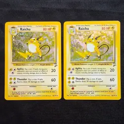Raichu - (NM + Swirl) Base Set 2 Holo 16/130 Lot of 2 Cards English 1999 Pokemon - Image 1