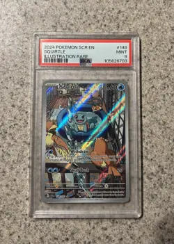 Pokemon Squirtle TCG Stellar Crown Illustration Rare Holo Card 148/142 PSA 9 - Image 1