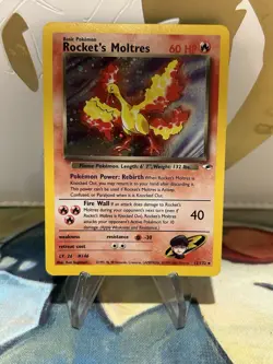 Rocket's Moltres 12/132 Pokemon Gym Heroes Unlimited Holo Rare Card WOTC LP - Image 1