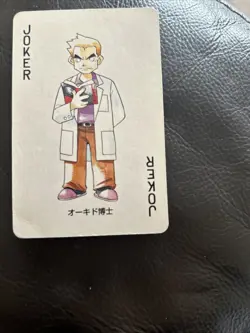 Professor Oak Poker Card From 1996 With Red Charizard Back - Image 1