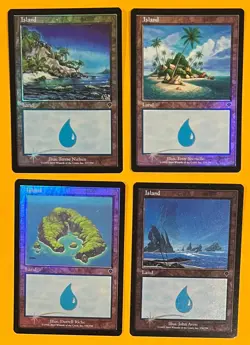 MTG ISLAND (Foil) (x4) Invasion (OldManMTG 011-921) - Image 1