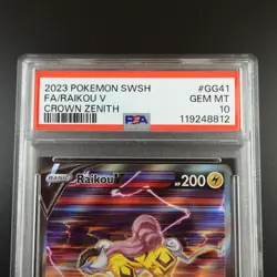PSA 10 Raikou V GG41/GG70 Pokemon Crown Zenith Full Art Holo Graded Card - Image 2