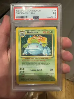 PSA 5 EXCELLENT Florizarre HOLO FRENCH Pokemon Base Set Venusaur WOTC 1999 - Image 1