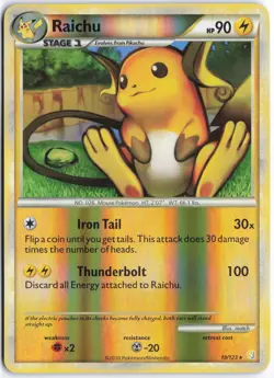 Pokemon - Raichu #10/123 - HeartGold SoulSilver Reverse Holo - Image 1