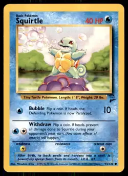 2000 Pokemon Classic - Base Set 2 Squirtle #93 Light Play - Image 1
