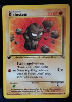 Pokemon TCG Kleinstein 47/62 Fossil Set 1. Edition Deutsch - Image 1