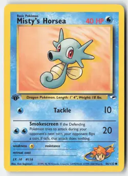 Pokemon - Misty's Horsea #086/132 - Gym Heroes 1st Edition - Image 1