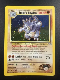 Pokemon NM Brock's Rhydon 002/132 Gym Heroes Holo - Image 1