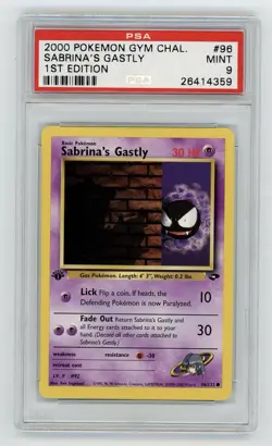Sabrina's Gastly 96/132 1st Edition Gym Challenge PSA 9 Mint Pokemon Card - Image 1
