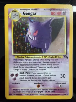 1999 Gengar Holo Rare Pokemon Card 5/62 WOTC Fossil Vintage LP - Image 1