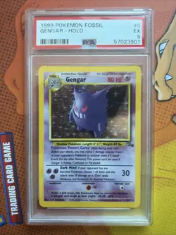 PSA 5 Gengar Holo 5/62 Pokemon Fossil Vintage 1999 ENGLISH - Image 1