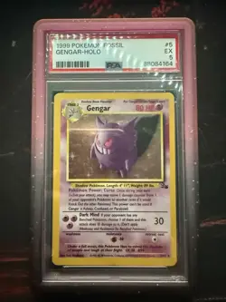 PSA 5 Gengar Holo 5/62 Pokemon Fossil Vintage 1999 GUARD INCLUDED - Image 1