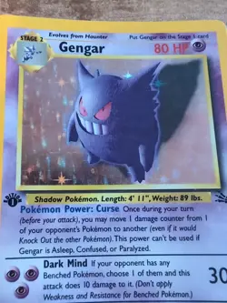 1999 Pokemon 1st Edition Gengar Holo Fossil 5/62 - POOR - Vintage - Image 3