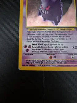 Pokemon Gengar Holo TCG Card 5/62 Fossil Rare Vintage Collectible - Image 2
