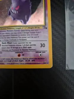 Pokemon Gengar Holo TCG Card 5/62 Fossil Rare Vintage Collectible - Image 3