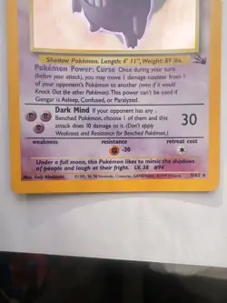 Pokemon Gengar TCG Fossil Holo Card 5/62 Unlimited Holo Rare (1999) Vintage - Image 3