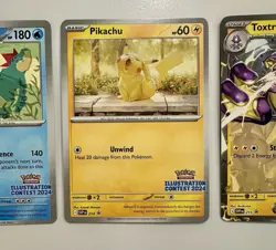 Pokemon TCG Illustration Contest 2024 Promo Cards (All 3 Promos) Pikachu Feralig - Image 3