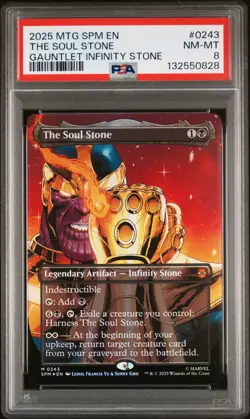 2025 MTG MARVEL'S SPIDER-MAN #0243 THE SOUL STONE PSA 8 - Image 1