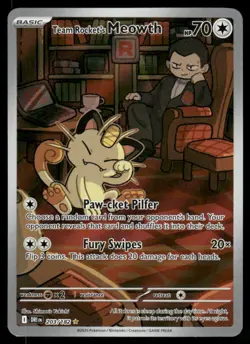 Pokemon Cards Team Rocket's Meowth 203/182 Destined Rivals Illustration Rare *2 - Image 1