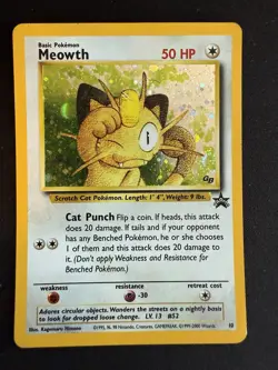 Pokemon Meowth 10/53 Holo Black Star Promo WOTC 2000 Game Boy Swirl - Image 1