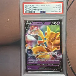 POKEMON 2021 SWSH BSP Promo V Box ALAKAZAM V #083 PSA 10 Gem Mint RARE - Image 1