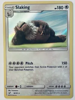 Slaking 18/18 Detective Pikachu Rare Holo Pokemon Card NEAR MINT - Image 1