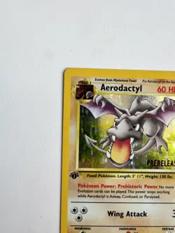 1999 Pokemon Aerodactyl Prerelease 1/62 Holo Fossil 1 Edition WOTC Promo Card - Image 3