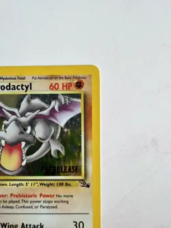 1999 Pokemon Aerodactyl Prerelease 1/62 Holo Fossil 1 Edition WOTC Promo Card - Image 4
