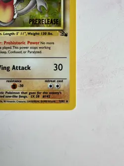 1999 Pokemon Aerodactyl Prerelease 1/62 Holo Fossil 1 Edition WOTC Promo Card - Image 5
