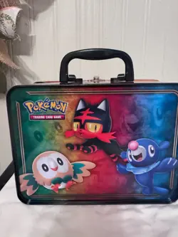 Pokemon TCG Sun & Moon Collectors Tin Metal Chest Lunchbox 2017 + Cards Lot - Image 2