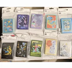 Lot Of 10 Packs Pokemon Center Card Sleeves 65 Ct./pack (all Silver Back) - Image 1