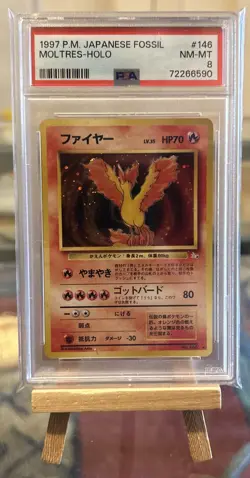Pokemon Card - Moltres - 146 - PSA 8 - Fossil - Holo Rare - Japanese - NM MT - Image 1