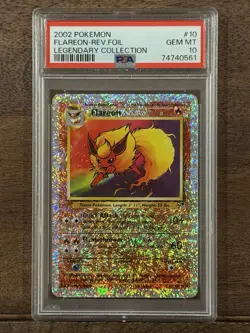 2002 POKEMON LEGENDARY COL. #10 FLAREON-REVERSE FOIL - PSA 10 - Image 4